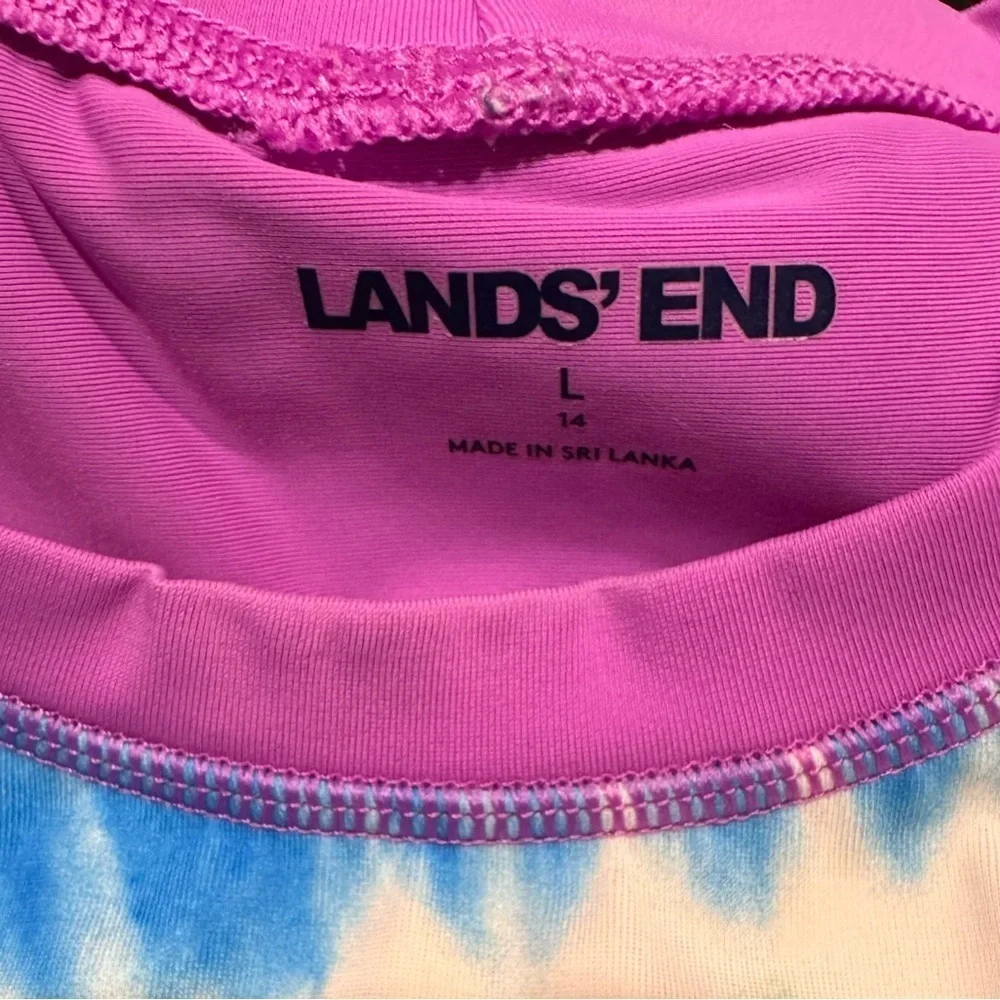 Land’s End Girls Rashguard Short Sleeve Toe Dye Girl’s Size 14 L